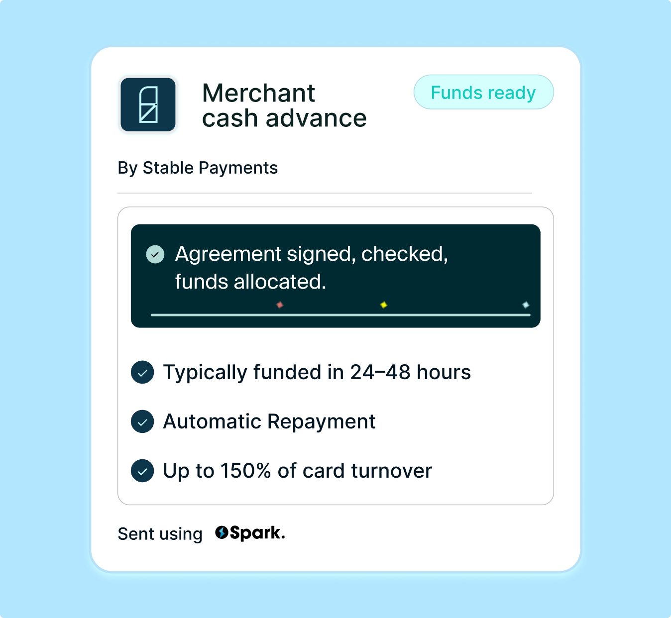 Turn card sales into instant cashflow