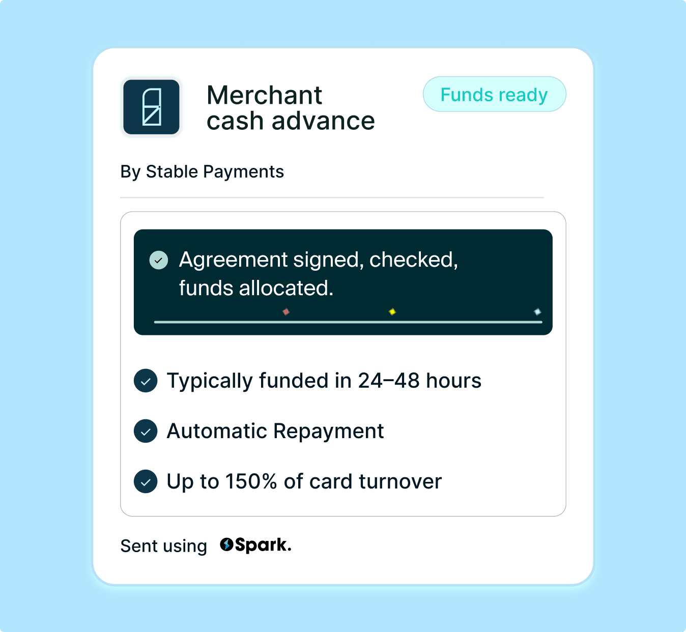 Turn card sales into instant cashflow